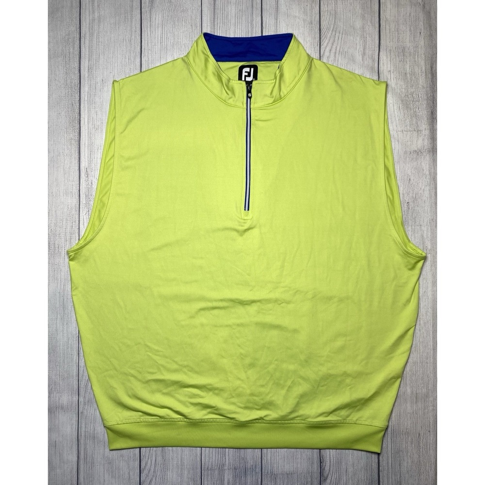 Men's Size 2XL Footjoy Performance Casual Lime Green Golf Vest Quarter Zip
